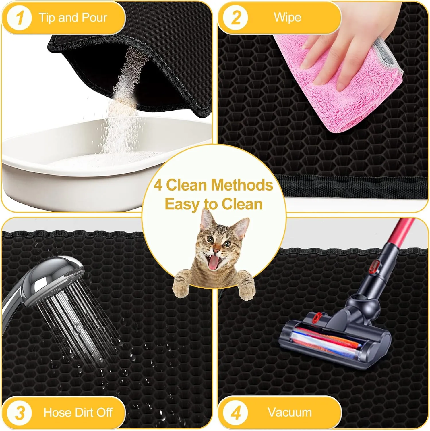 2 Pack Cat Litter Mat Trapping for Litter Box, No Slip & Large, Urine & Waterproof, Washable Easy Clean (24" x 15")