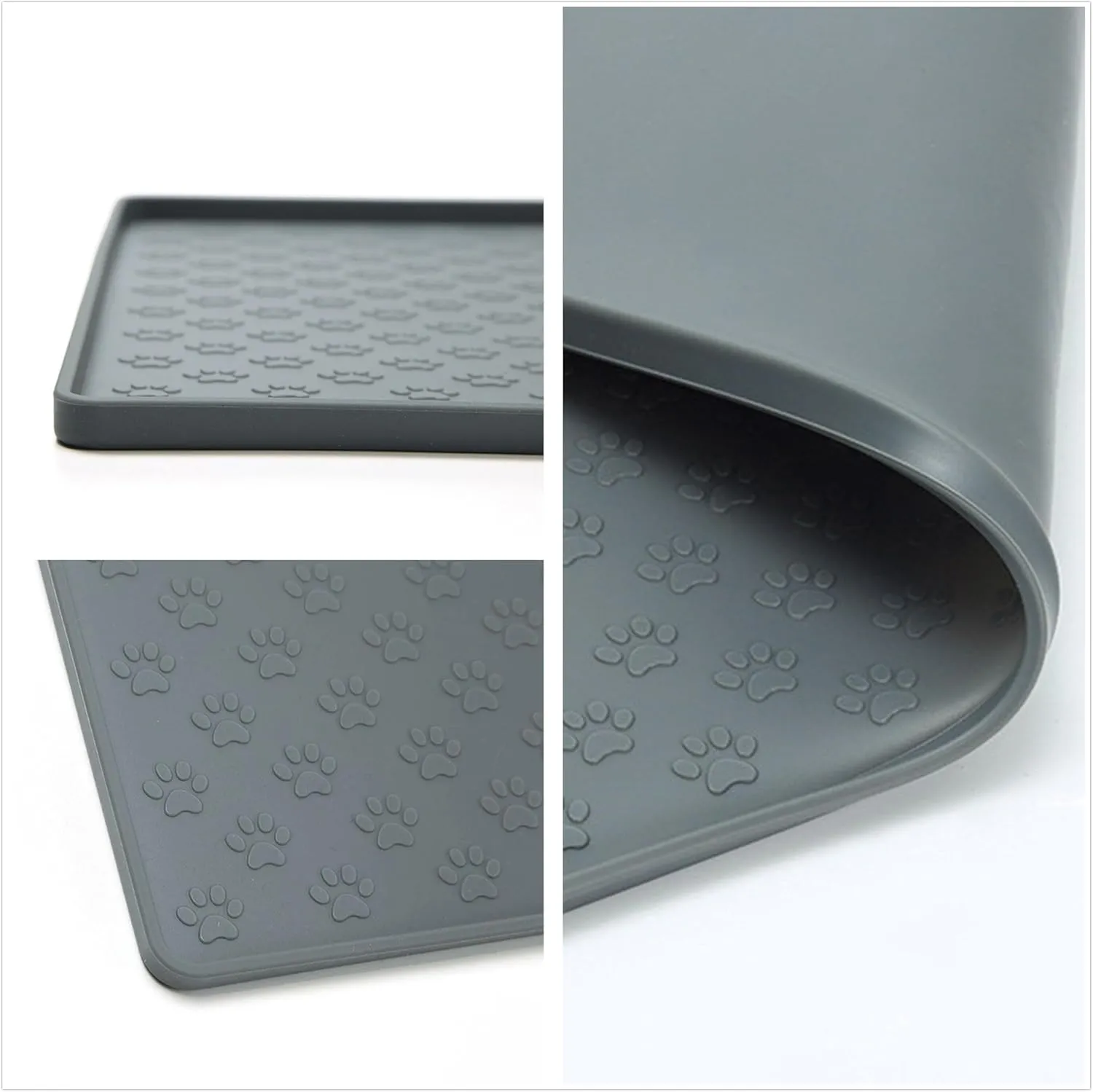 2 Packs Stainless Steel Metal Dog/Cat Bowl & Waterproof Pet Feeding Silicone Mats with High Lips,Rubber Base Anti Slip Heavy-Duty Bowl,mats for Controlling Water and Food Spills to Protect The Floor.