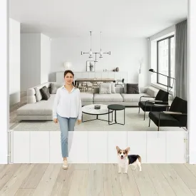 24 Inch Tall x 150 Inch Extra Wide Retractable Dog Gate for The House, Short Baby Gate to Step Over, Reinforced Mesh Puppy Gate for Doorways, Step Over Pet Gate for Stairs, Indoor/Outdoor, White