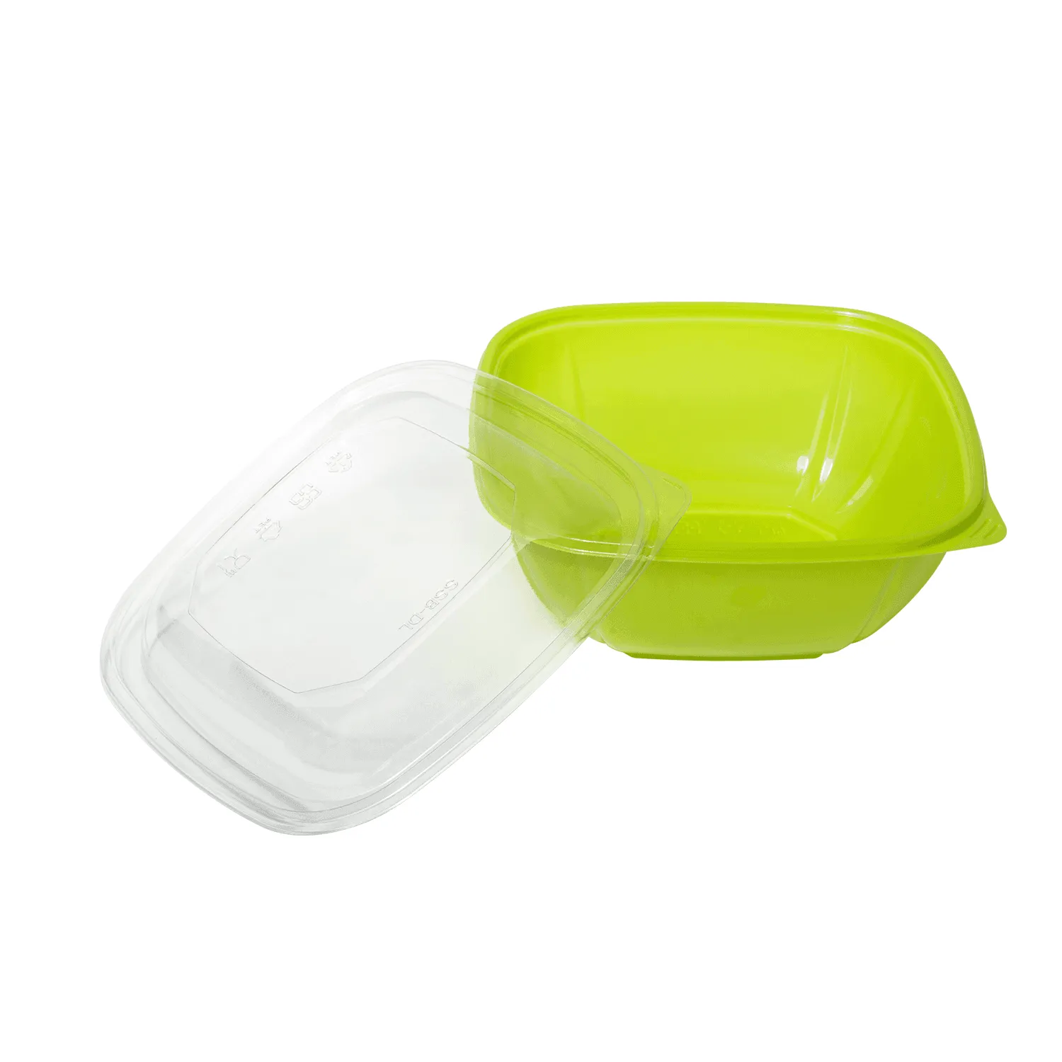 [300 ct] 48 oz Square Disposable Salad Bowl Lids | PET | Green