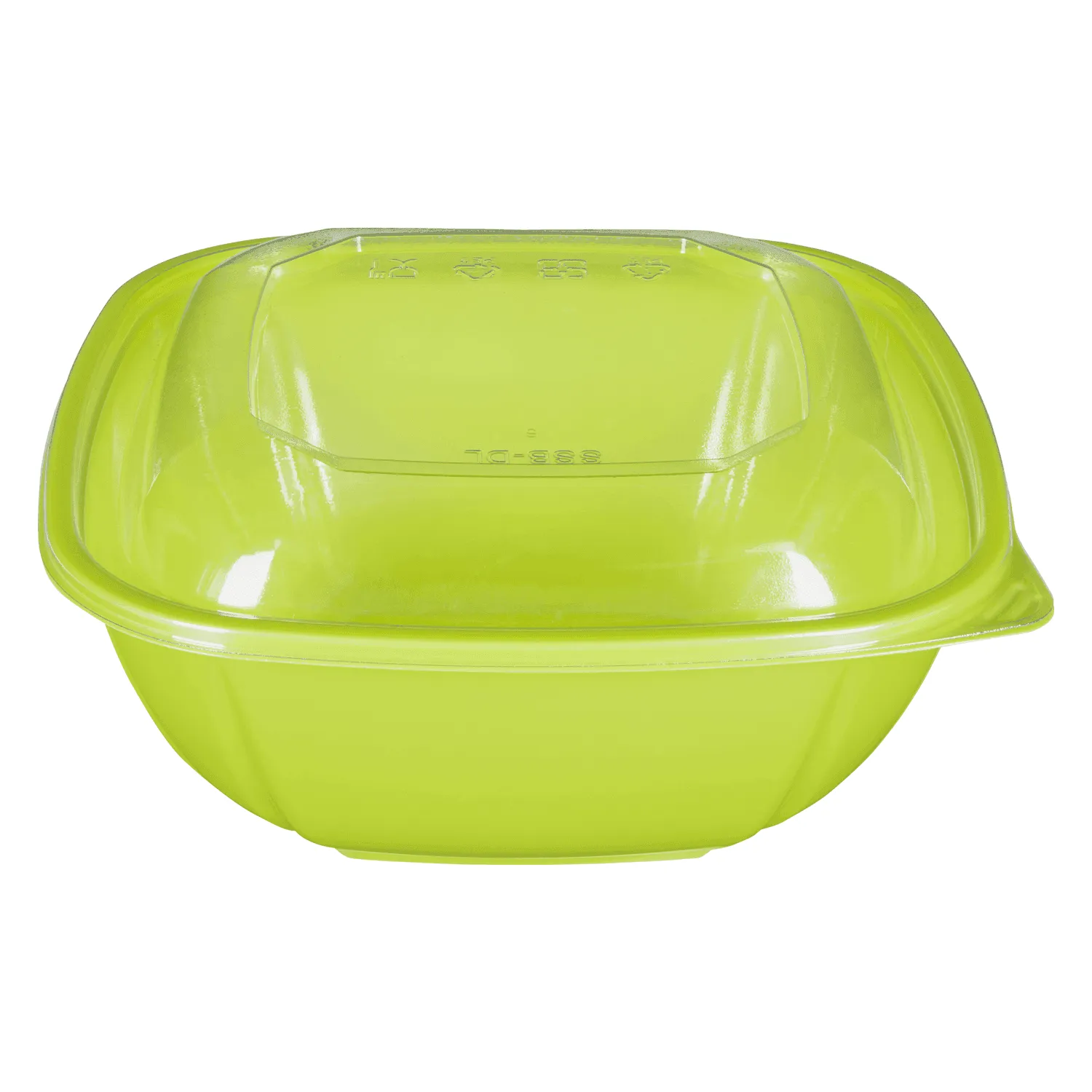 [300 ct] 48 oz Square Disposable Salad Bowl Lids | PET | Green