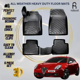 3D Car Floor Mats Liners For Alfa Romeo Giulietta 2010-2020 All Weather Heavy Duty Mats