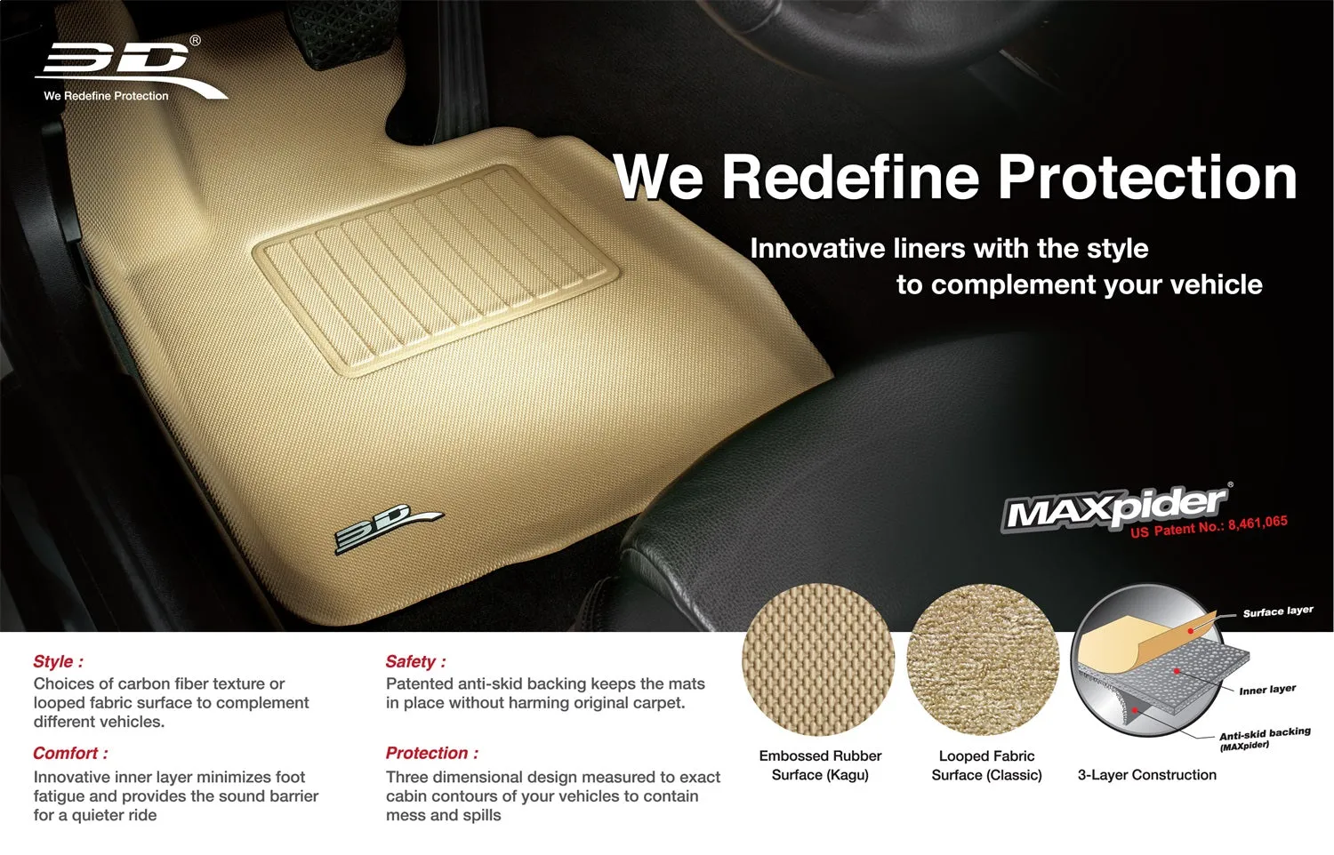 3D MAXpider L1CH01412209 - CLASSIC Floor Mat Black 2 pc. Front