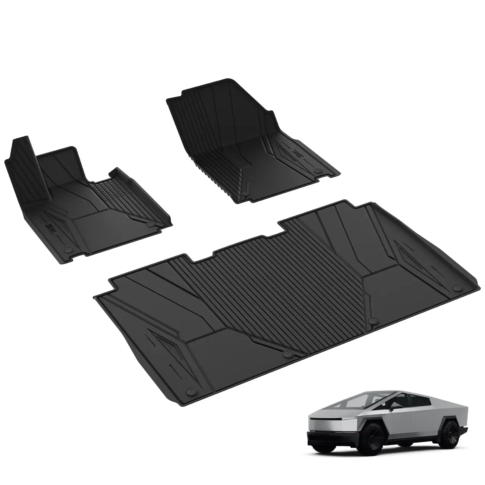 3W Tesla Cybertruck 2023 2024 Custom Floor Mats / Trunk Mats / Bed Mat TPE Material & All-Weather Protection