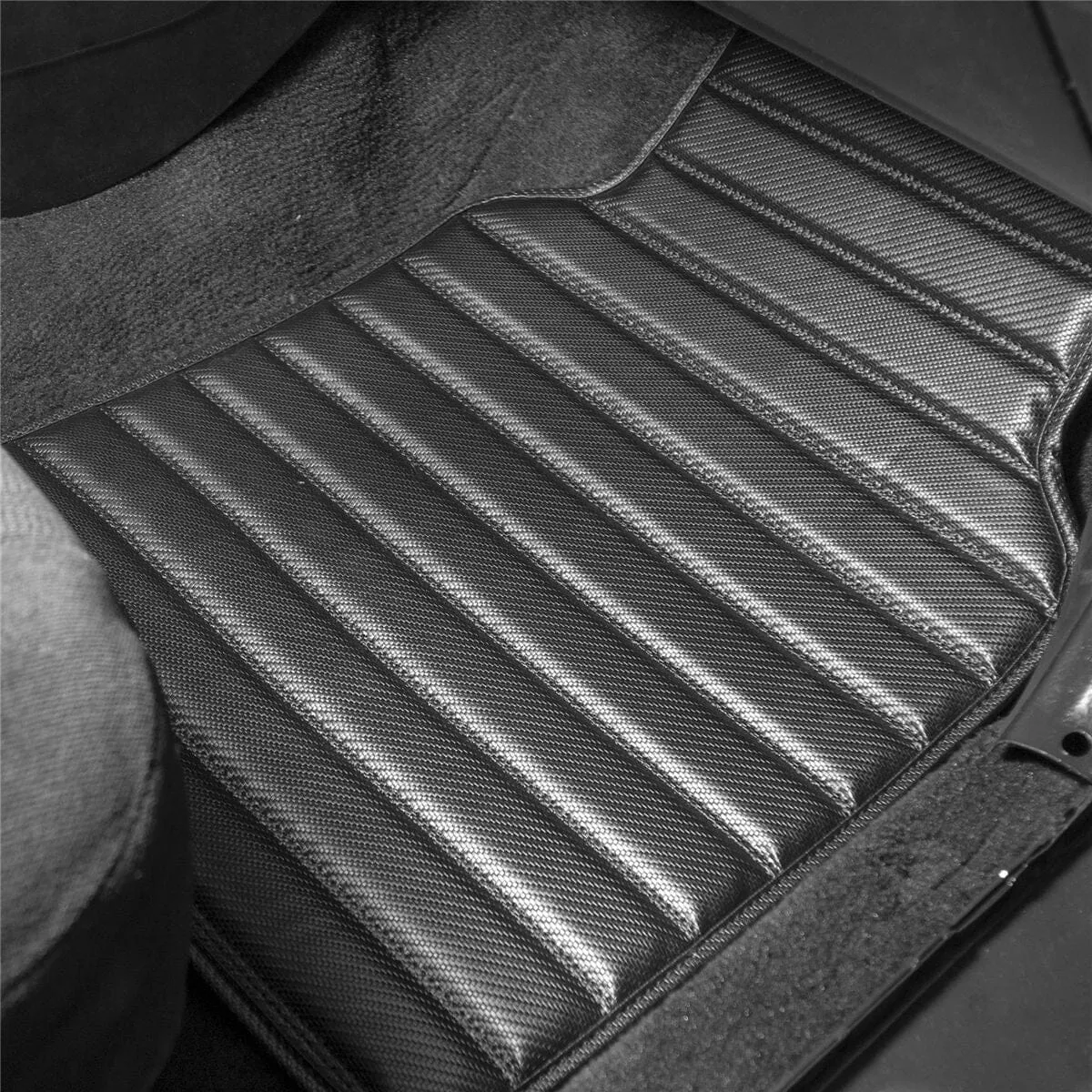 4-Piece Set: Heavy Duty Non-Slip Faux Leather Floor Mats