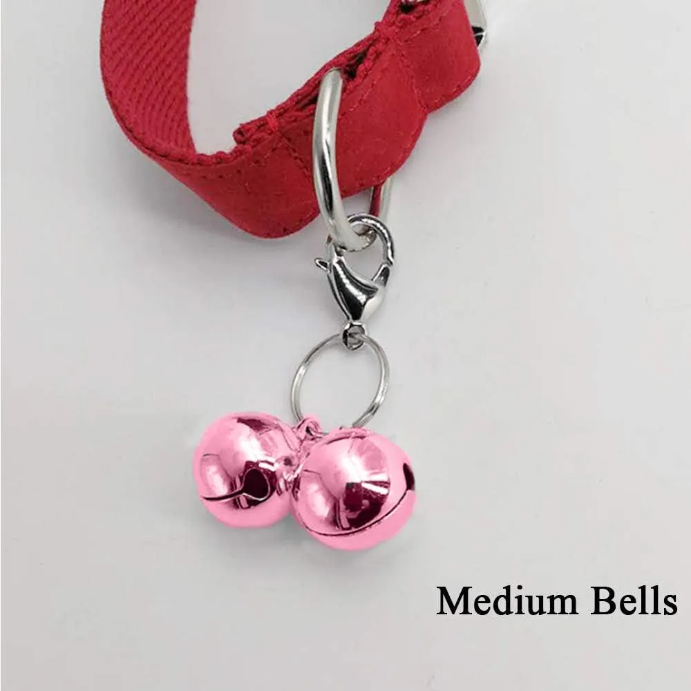 4 Sets Cat Bell for Dog Collar Charm Training Pet Pendant Accessories with 2 Pack Stainless Steel Dog Tag Clips(2 Medium Pink)