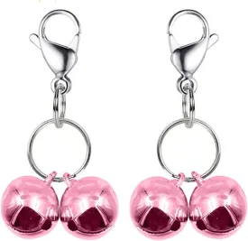 4 Sets Cat Bell for Dog Collar Charm Training Pet Pendant Accessories with 2 Pack Stainless Steel Dog Tag Clips(2 Medium Pink)