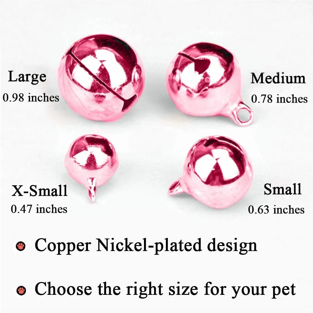 4 Sets Cat Bell for Dog Collar Charm Training Pet Pendant Accessories with 2 Pack Stainless Steel Dog Tag Clips(2 X-Small Pink)