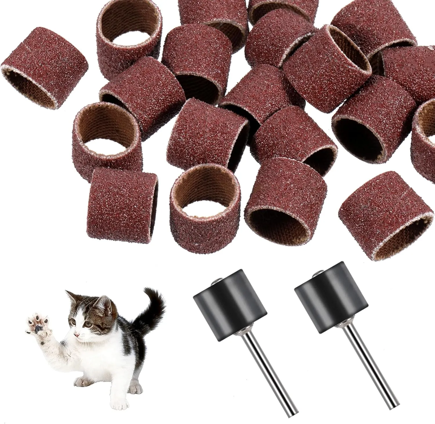 42 Pack Nail Grinder for Dogs Replacement Kit, Pet Nail Grinder with Sanding Drum Bands Pet Smoother Claw Care Dog Nails Trimmer Tools (1/2 Inch, 80#/120#)