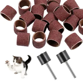 42 Pack Nail Grinder for Dogs Replacement Kit, Pet Nail Grinder with Sanding Drum Bands Pet Smoother Claw Care Dog Nails Trimmer Tools (1/2 Inch, 80#/120#)