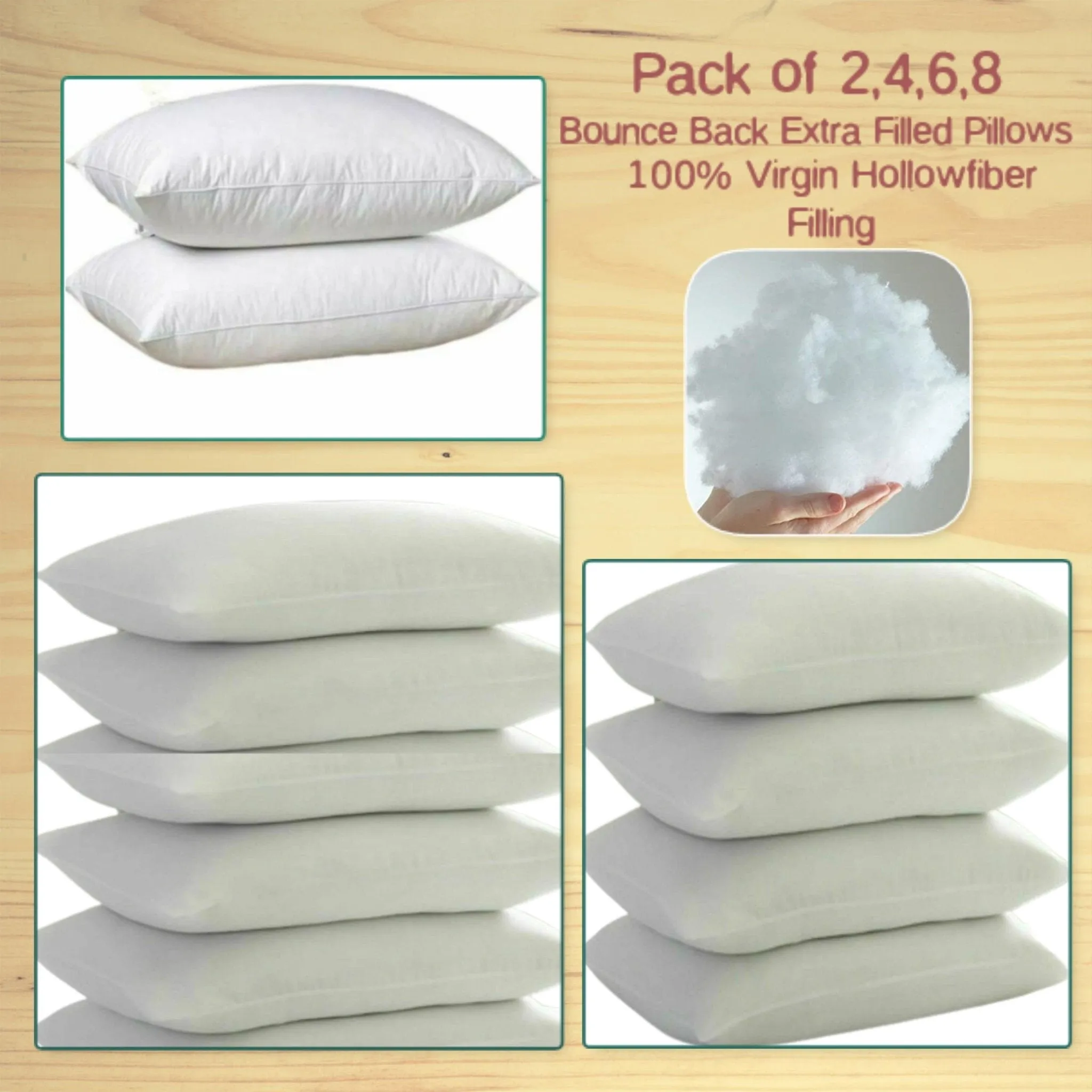 ARLINENS Hollow Fibre Pillows Hotel Quailty Plump Extra Filled Bounce Back Pillows