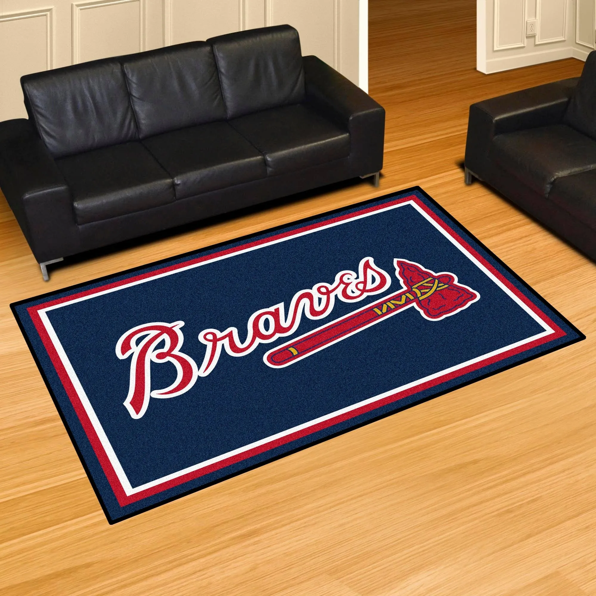 Atlanta Braves 5ft. x 8 ft. Plush Area Rug "Braves" Logo