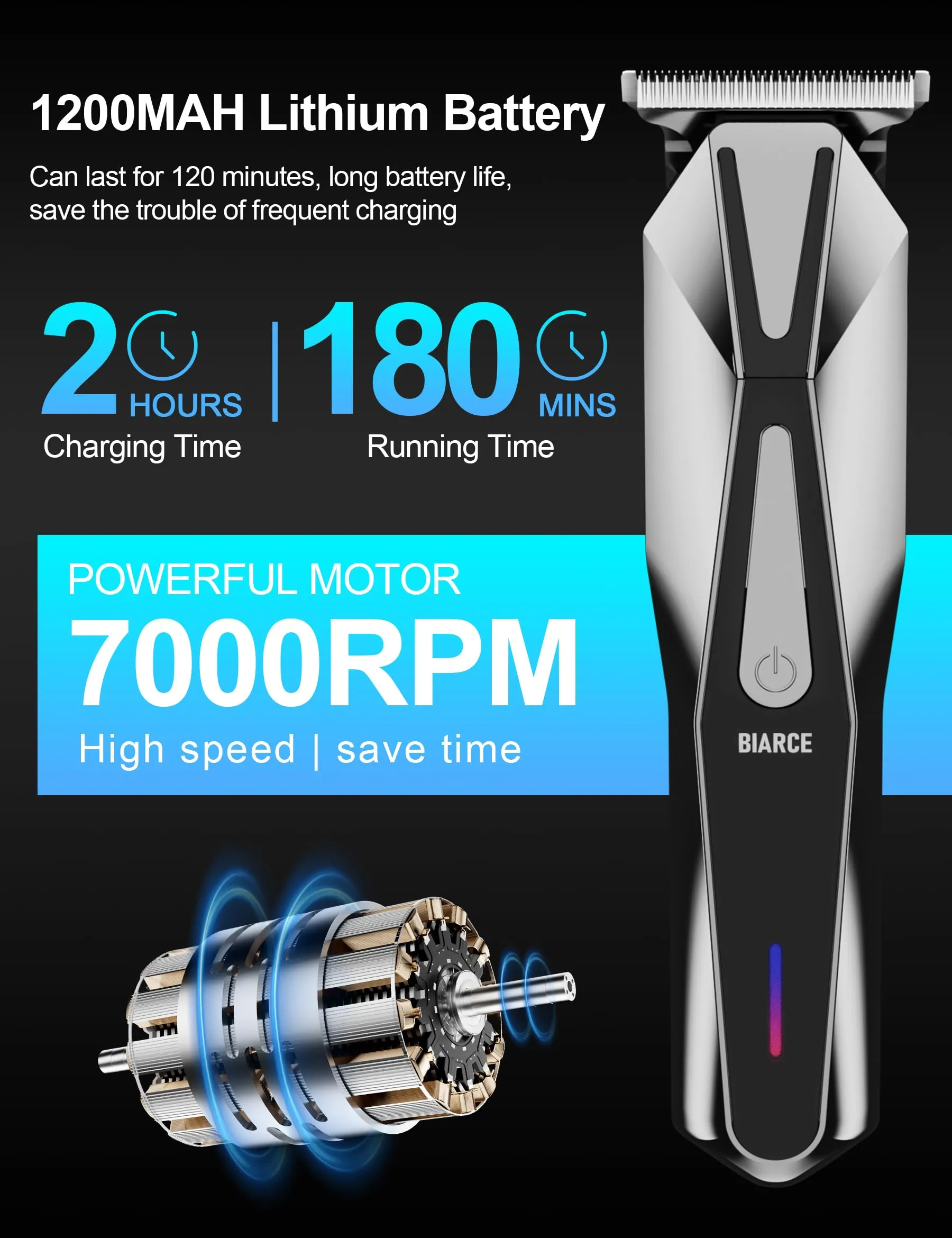 Beard Trimmer for Men,Cordless Beard Trimmers Men Rechargeable,Waterproof Beard Trimmer,Cordless Hair Clipper Electric T-Blade Trimmer Mens Grooming Kit for Mustache Body Face Beard, Gifts for Men