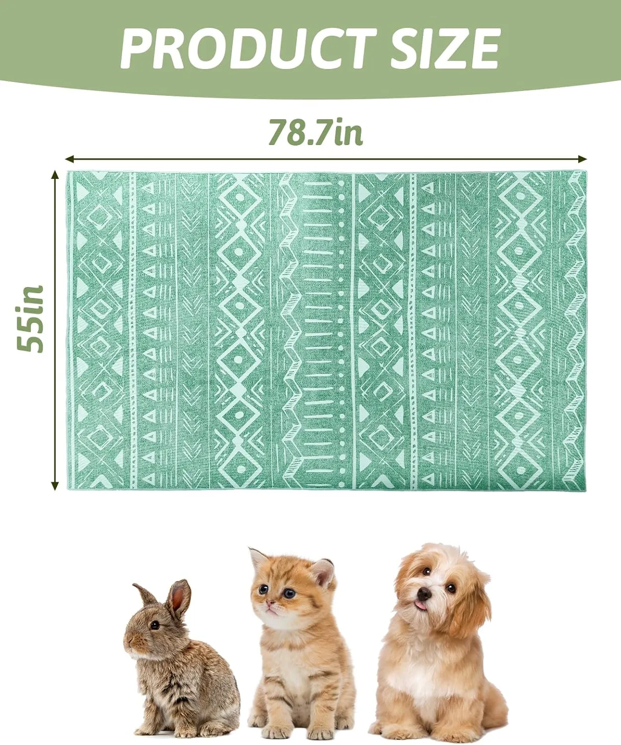 BNOSDM 79" X 55" Washable Bunny Cage Liners Large Rug for Rabbits Large Non Slip Pad for Bunnies Resuable Rabbit Cushion for Chinchillas Cats Guinea Pigs Ferrets Dogs