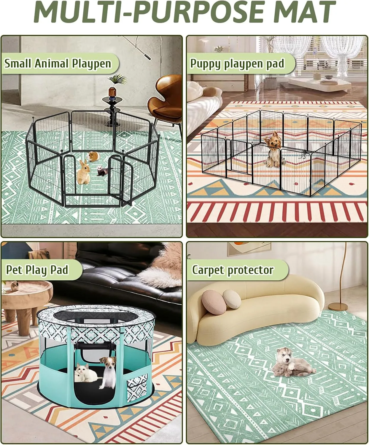 BNOSDM 79" X 55" Washable Bunny Cage Liners Large Rug for Rabbits Large Non Slip Pad for Bunnies Resuable Rabbit Cushion for Chinchillas Cats Guinea Pigs Ferrets Dogs