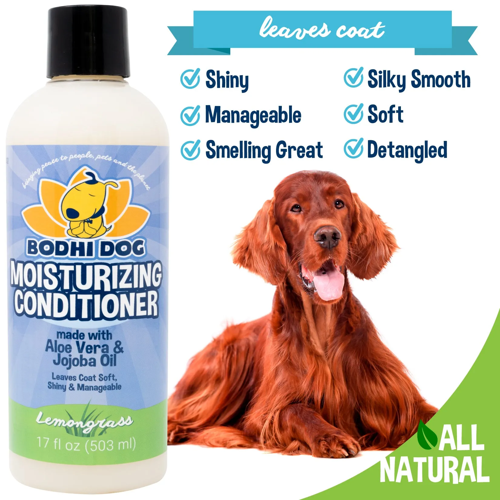 Bodhi Dog Gentle Moisturizing Conditioner | Dog Conditioner | Soothing Plant-Based Formula | Leaves Coat Shiny & Manageable | Made w/Soothing Aloe Vera & Jojoba Oil | Made in USA (Lemongrass)