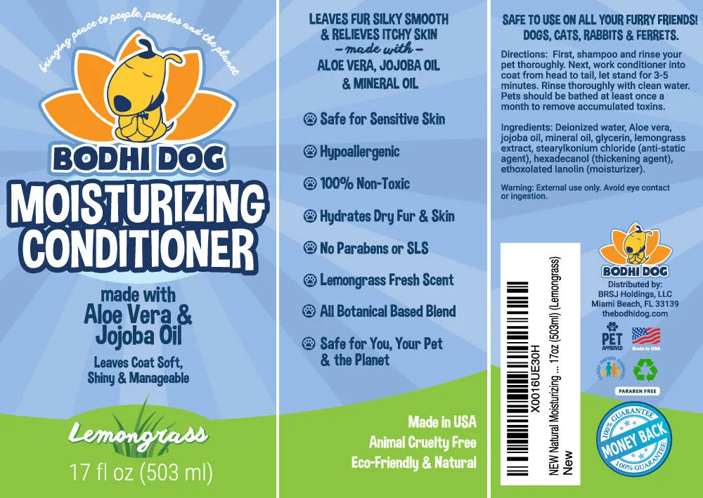 Bodhi Dog Gentle Moisturizing Conditioner | Dog Conditioner | Soothing Plant-Based Formula | Leaves Coat Shiny & Manageable | Made w/Soothing Aloe Vera & Jojoba Oil | Made in USA (Lemongrass)