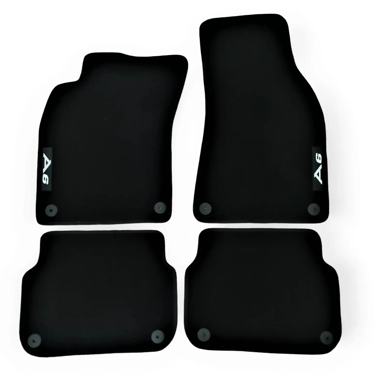 Carpet Car Floor Mats Velour for Audi A6 (C6) 05.2004-08.2011 -distance between fixings on one rear mat 34 cm- logo
