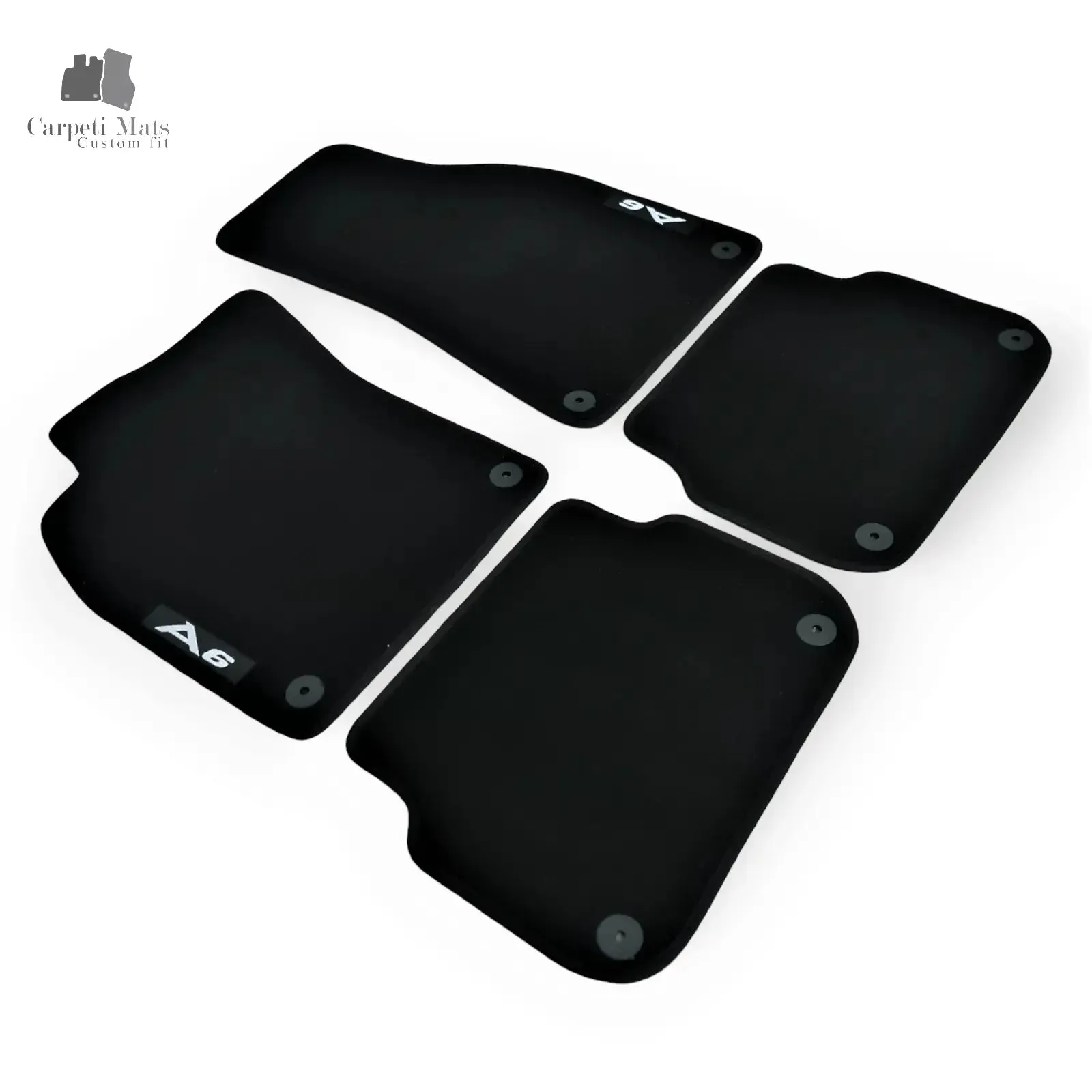 Carpet Car Floor Mats Velour for Audi A6 (C6) 05.2004-08.2011 -distance between fixings on one rear mat 34 cm- logo