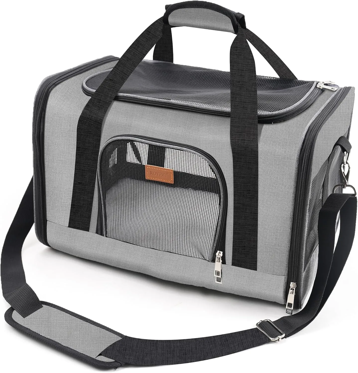 Cat & Dog Carrier - Soft-Sided, Scratch-Proof Mesh, Travel Puppy Carry, Grey
