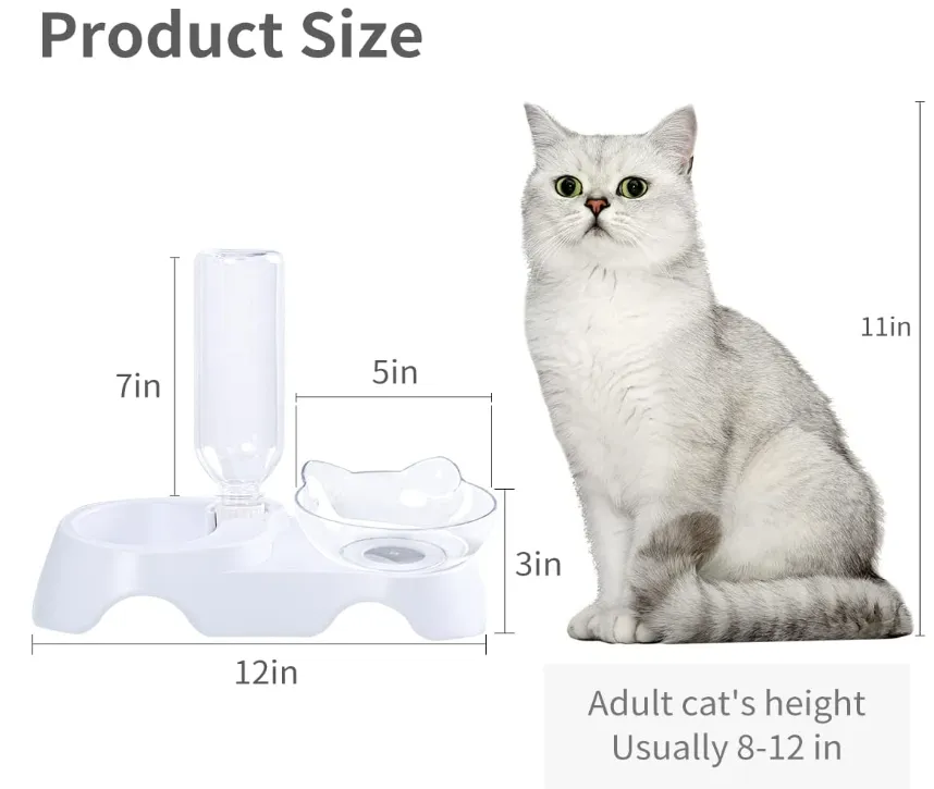 Cat Bowls Food and Water with Automatic Waterer Bottle