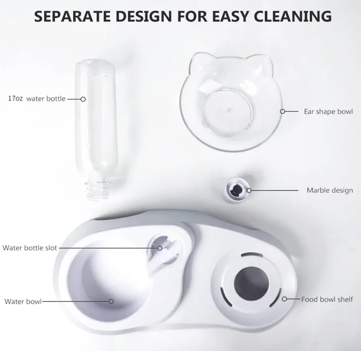 Cat Bowls Food and Water with Automatic Waterer Bottle
