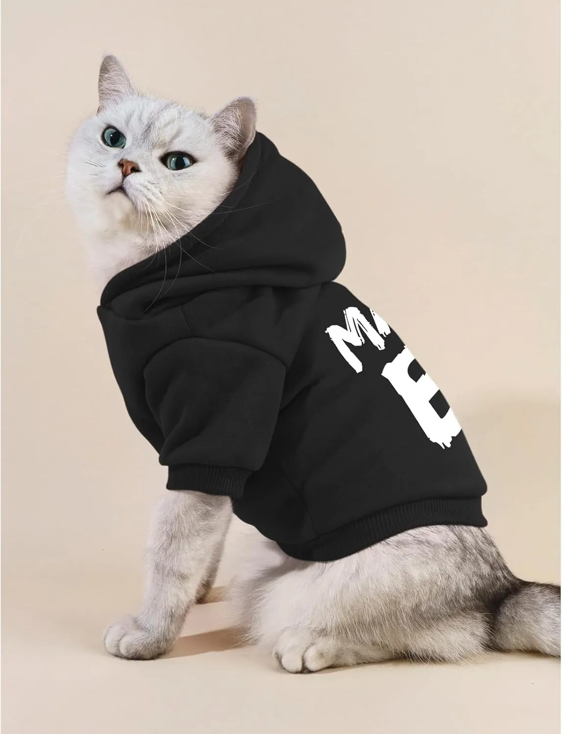 Cat Hoodies for Cats Pet Puppy Clothes Dog Hoodie Mama'Boy Printed Hooded Sweatshirt for Small Medium Size Dogs(Black,M)