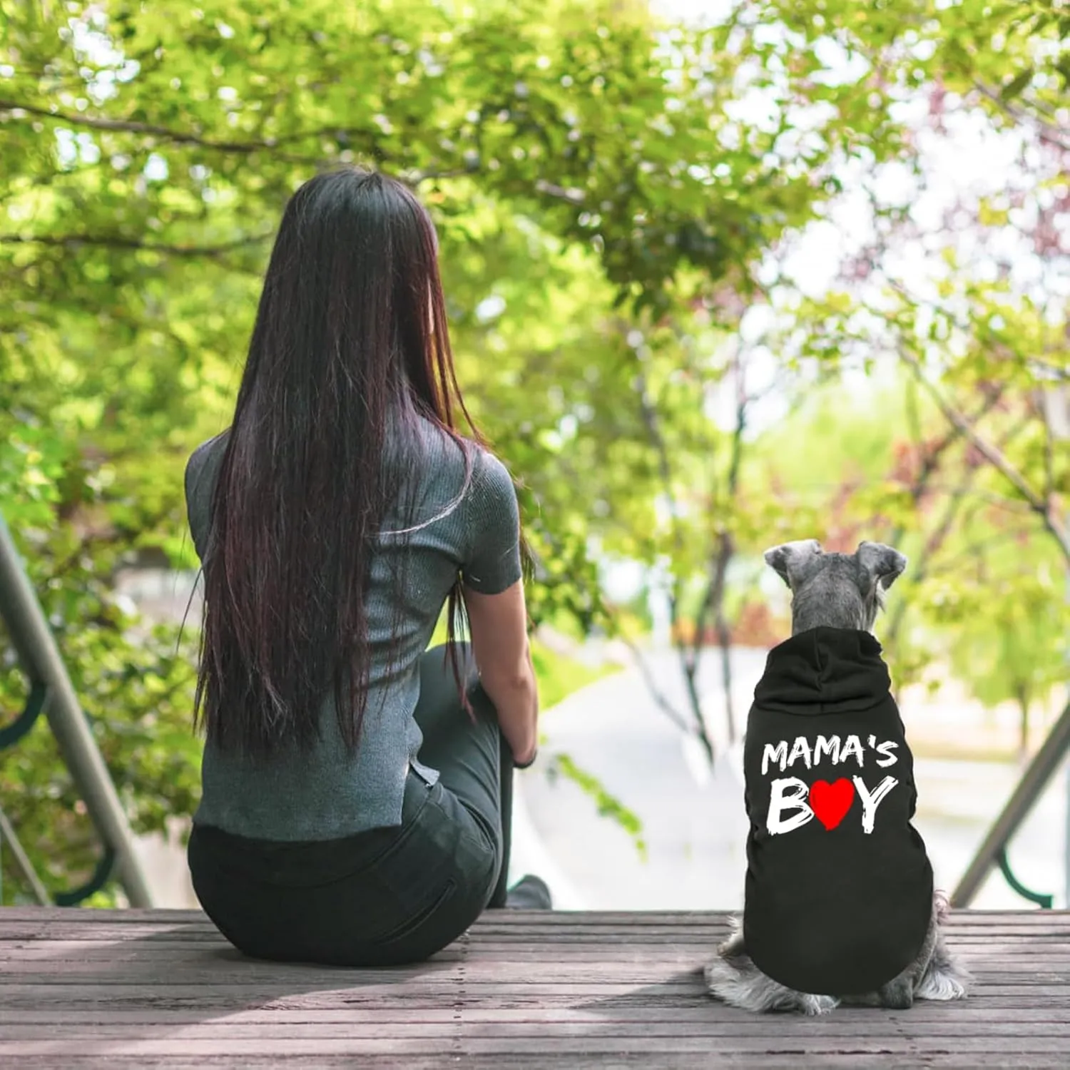 Cat Hoodies for Cats Pet Puppy Clothes Dog Hoodie Mama'Boy Printed Hooded Sweatshirt for Small Medium Size Dogs(Black,M)