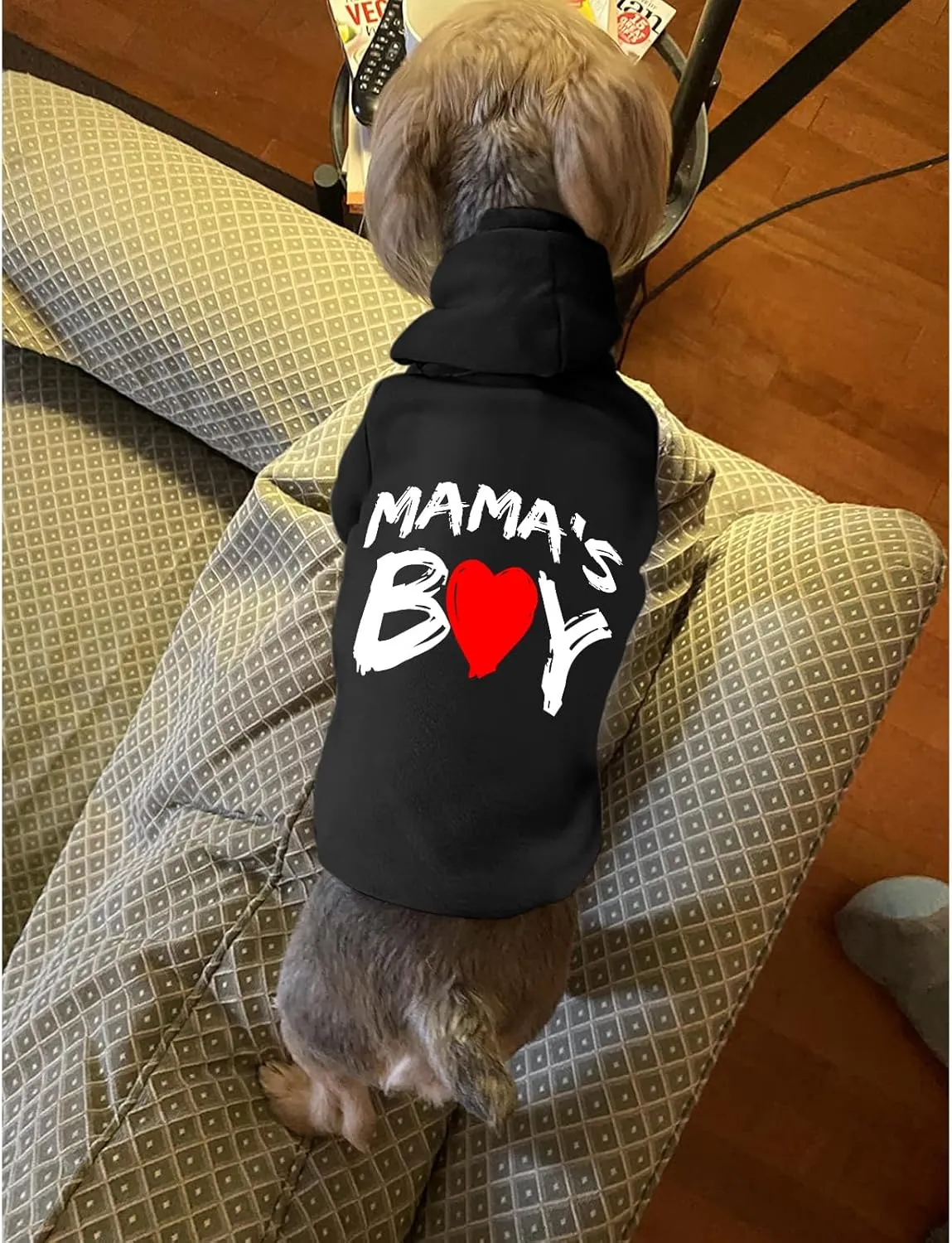 Cat Hoodies for Cats Pet Puppy Clothes Dog Hoodie Mama'Boy Printed Hooded Sweatshirt for Small Medium Size Dogs(Black,M)