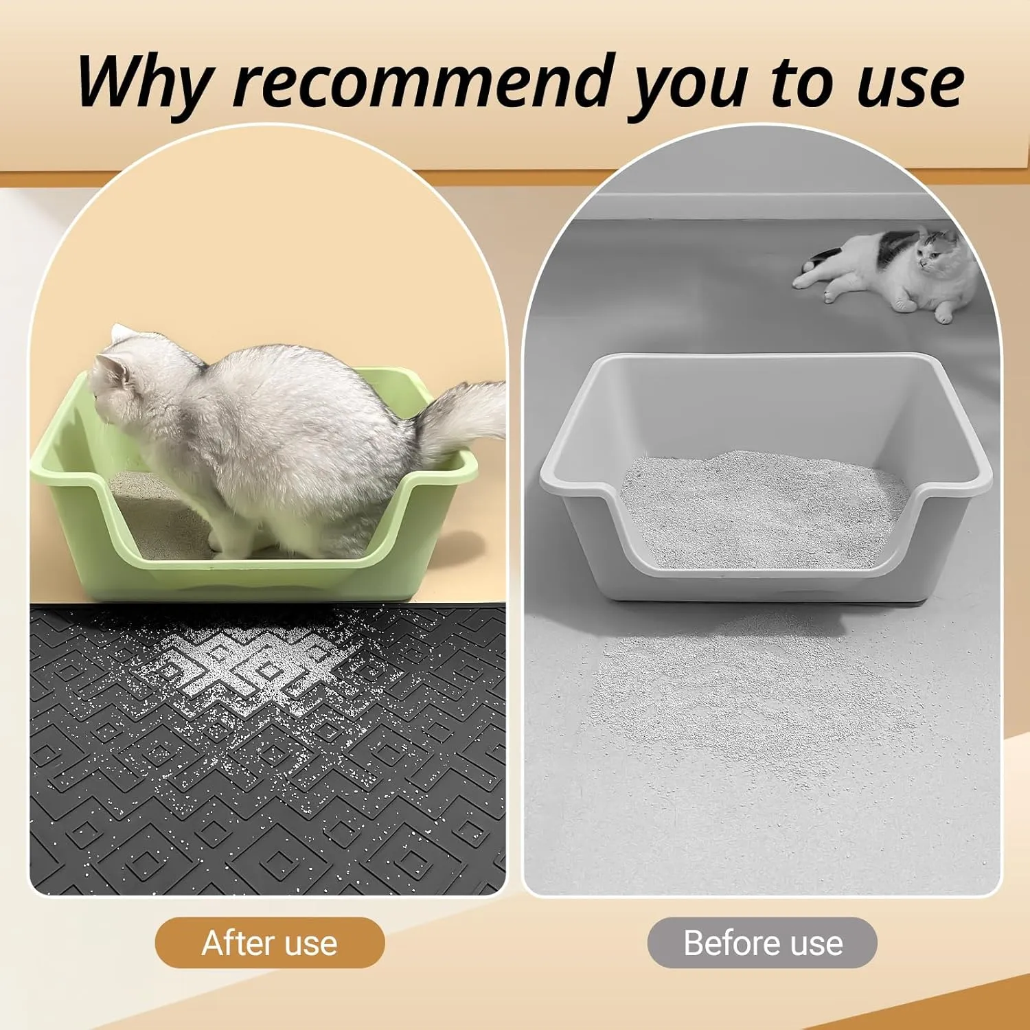 Cat Litter Mat 28"x20"  Large Silicone Litter Trapping Mat, Waterproof, Non-Slip, Easy to Clean, Soft & Durable Floor Mat for Cats & Pets