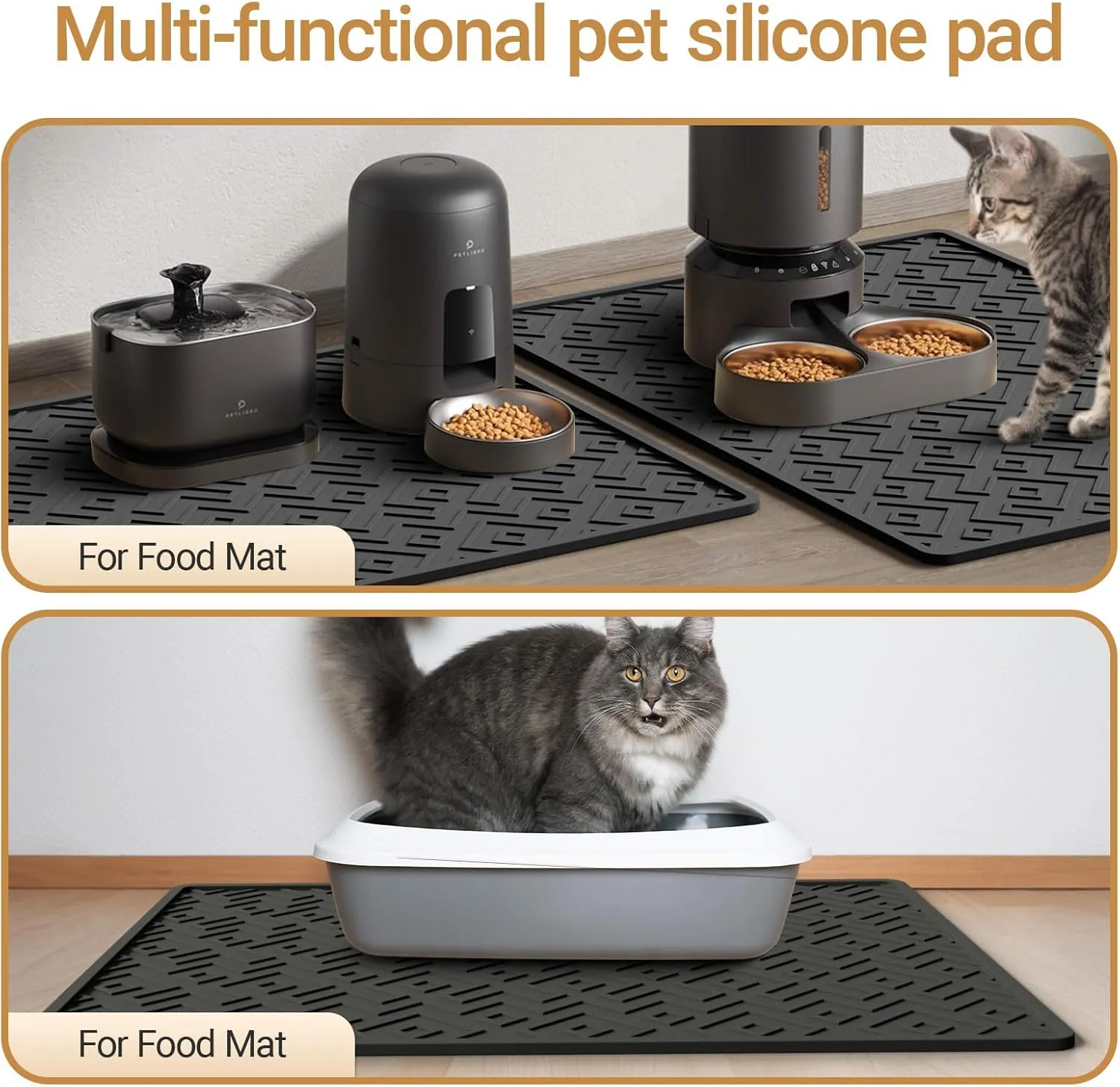Cat Litter Mat 28"x20"  Large Silicone Litter Trapping Mat, Waterproof, Non-Slip, Easy to Clean, Soft & Durable Floor Mat for Cats & Pets