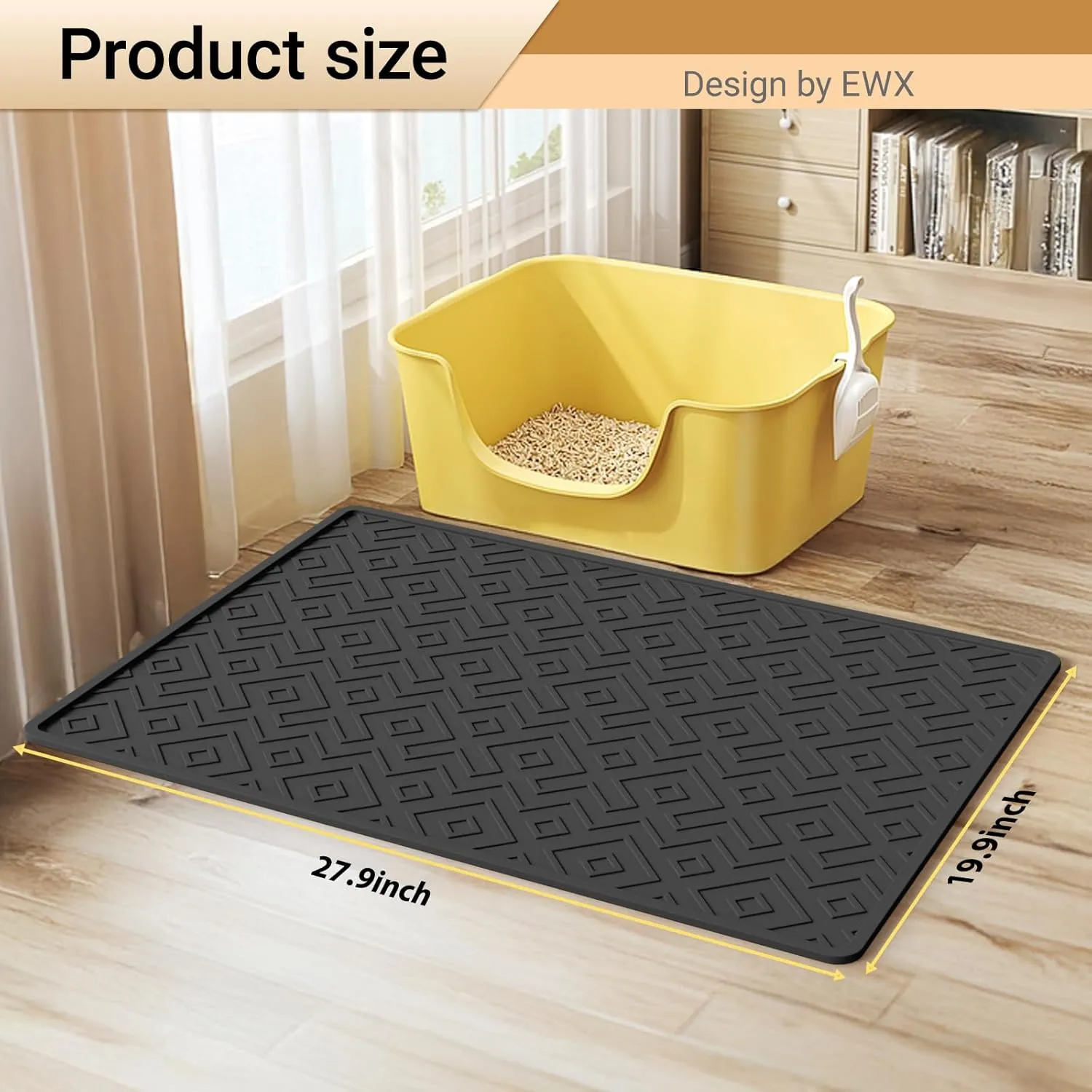 Cat Litter Mat 28"x20"  Large Silicone Litter Trapping Mat, Waterproof, Non-Slip, Easy to Clean, Soft & Durable Floor Mat for Cats & Pets