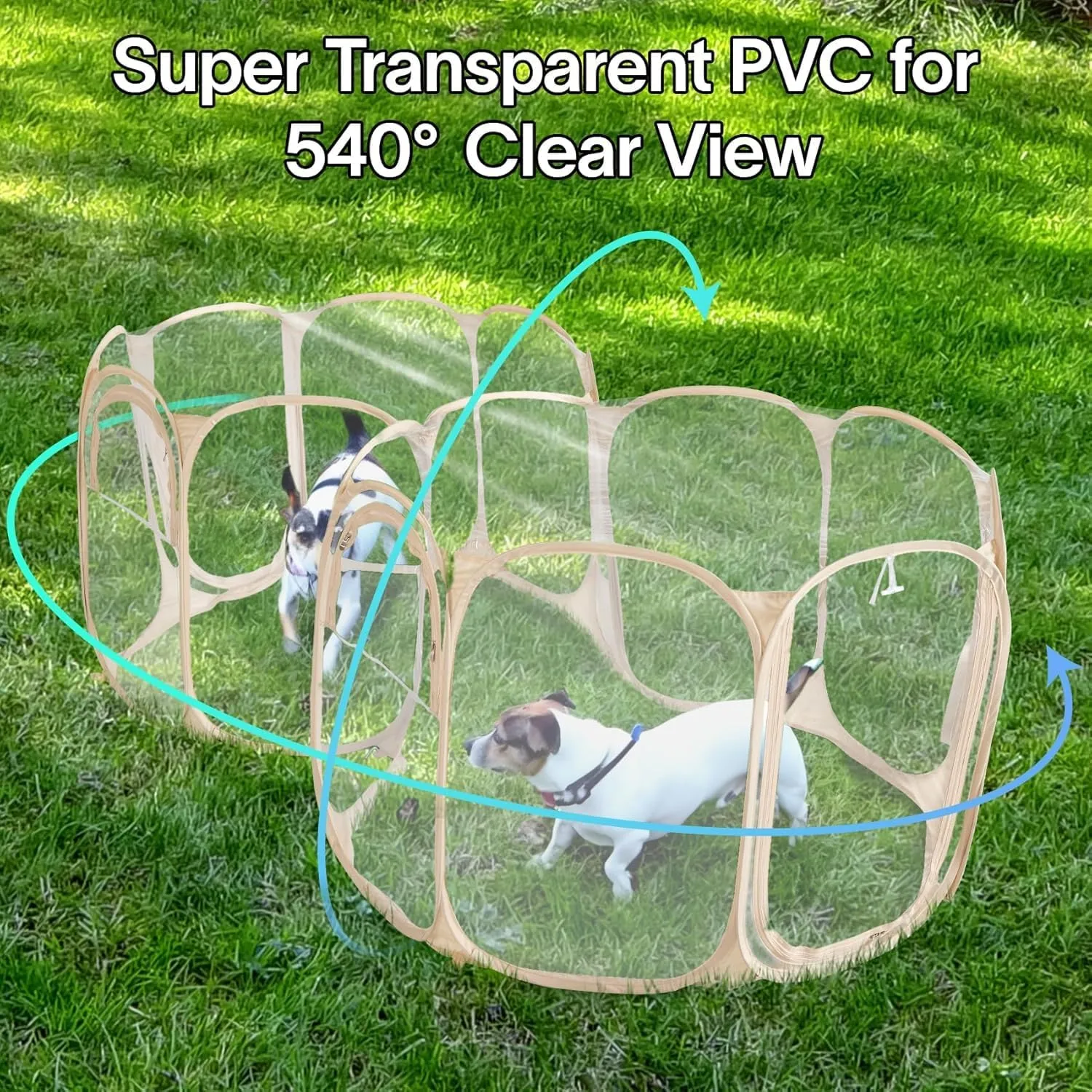 Cold Resistant Cat Playpen PVC Dog Playpen - 90''Portable & Foldable Indoor Outdoor Puppy Playpen - Insulated 2-Room Dog TentCrate Cage Kennel, Playpen for Kitten, Small Animals Play Pen(90"x45"x28")