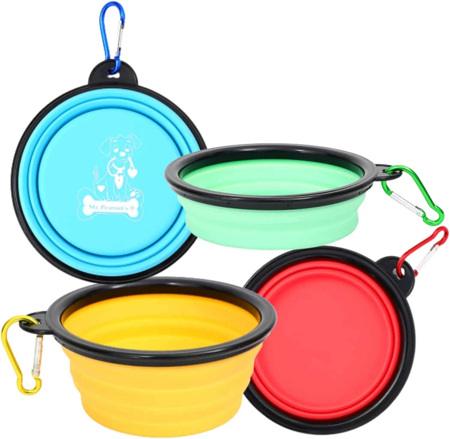 Collapsible Dog Bowls - Dishwasher Safe Food Grade Silicone Portable Pet Bowls