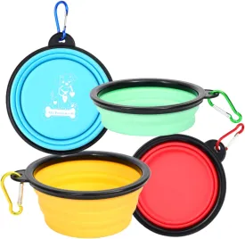 Collapsible Dog Bowls - Dishwasher Safe Food Grade Silicone Portable Pet Bowls
