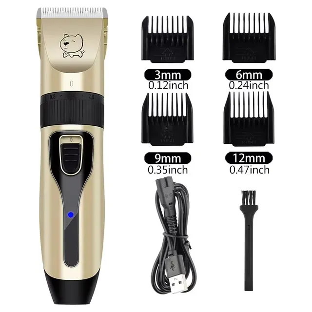 Cordless Dog Hair Trimmer Clippers Set with Precision Blades and 4 Guide Combs