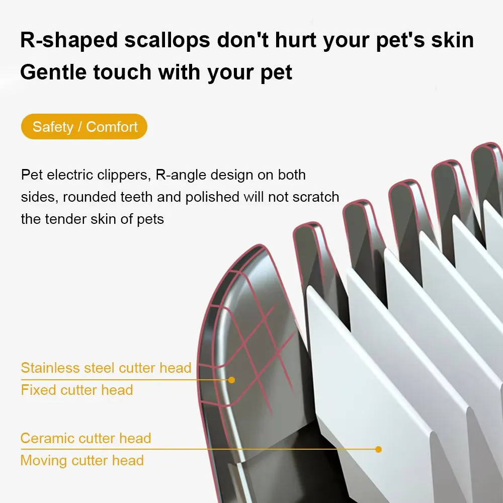 Cordless Dog Hair Trimmer Clippers Set with Precision Blades and 4 Guide Combs