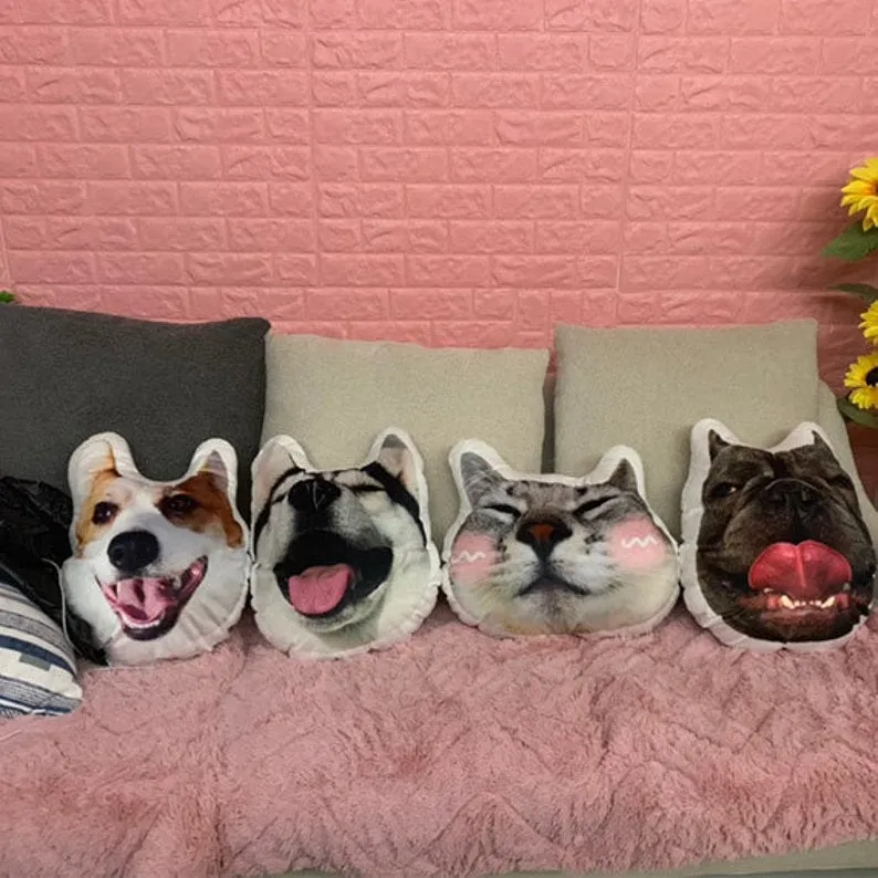 Custom Cat Face Personalized Pet Large Photo Pillow, Dog Pillow, Cat Pillow,Home Decor | Double-sided Print, Valentine's Day Gift, Hospital Gift Cat Lovers Gift