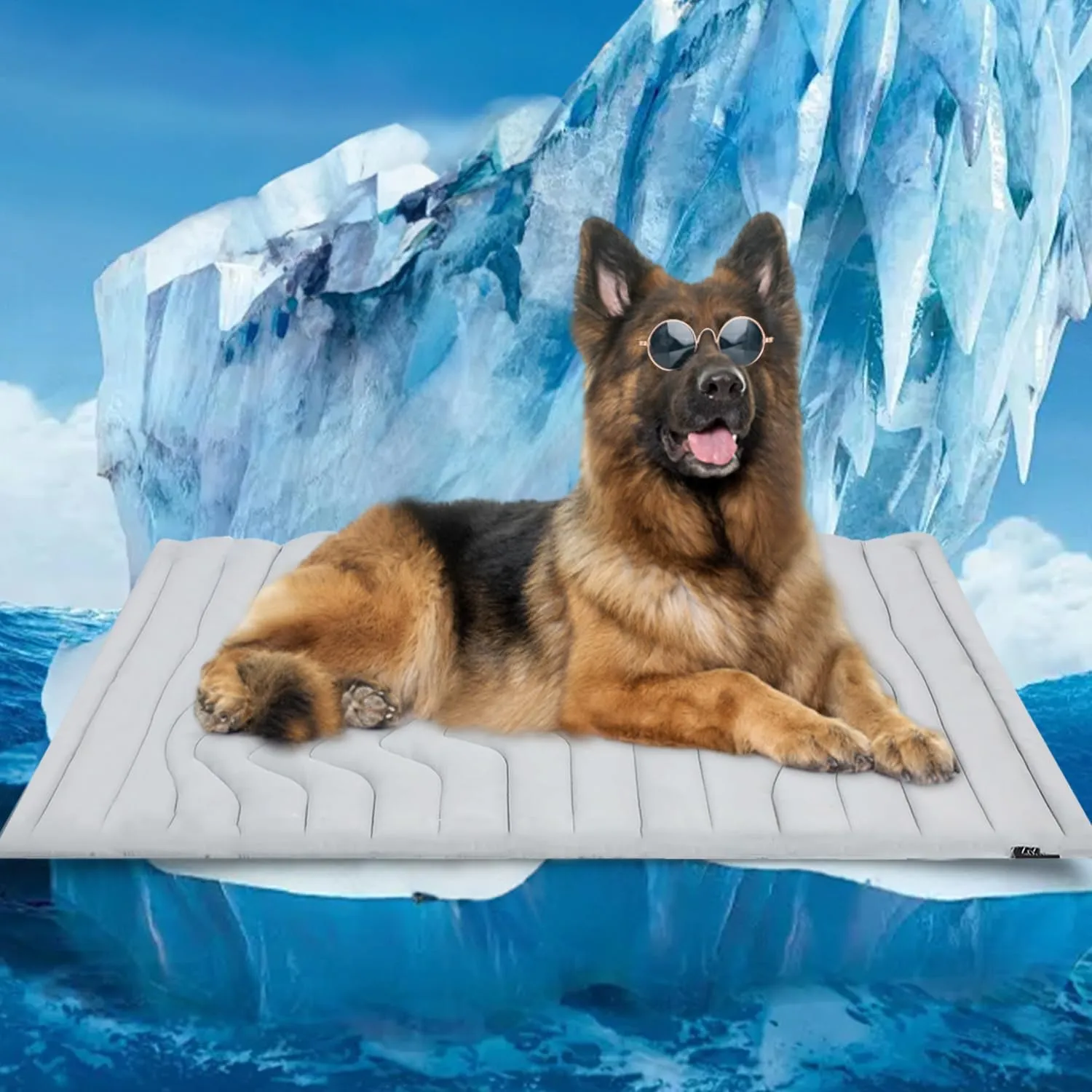 Dog Cooling Mat, Large, Medium, Small, Cooling Pad Reversible (Cool & Warm), Pet Cool Mats for Dog and Cat use in Crate, Kennel, Bed, Sofa, Machine Washable, Durable, Non-Gel, Glacial Grey (60 x 40in)