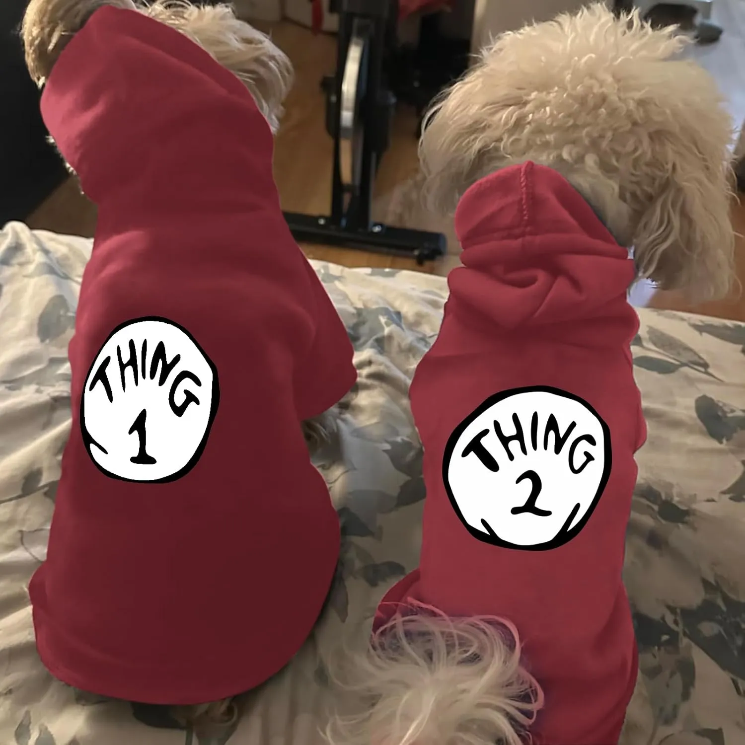 Dog Hoodie Pet Clothes for Small Dogs Thing 1 Printed Hoodies Medium Puppy Hooded Sweatshirt Pullover Outfit(Wine Red,M)