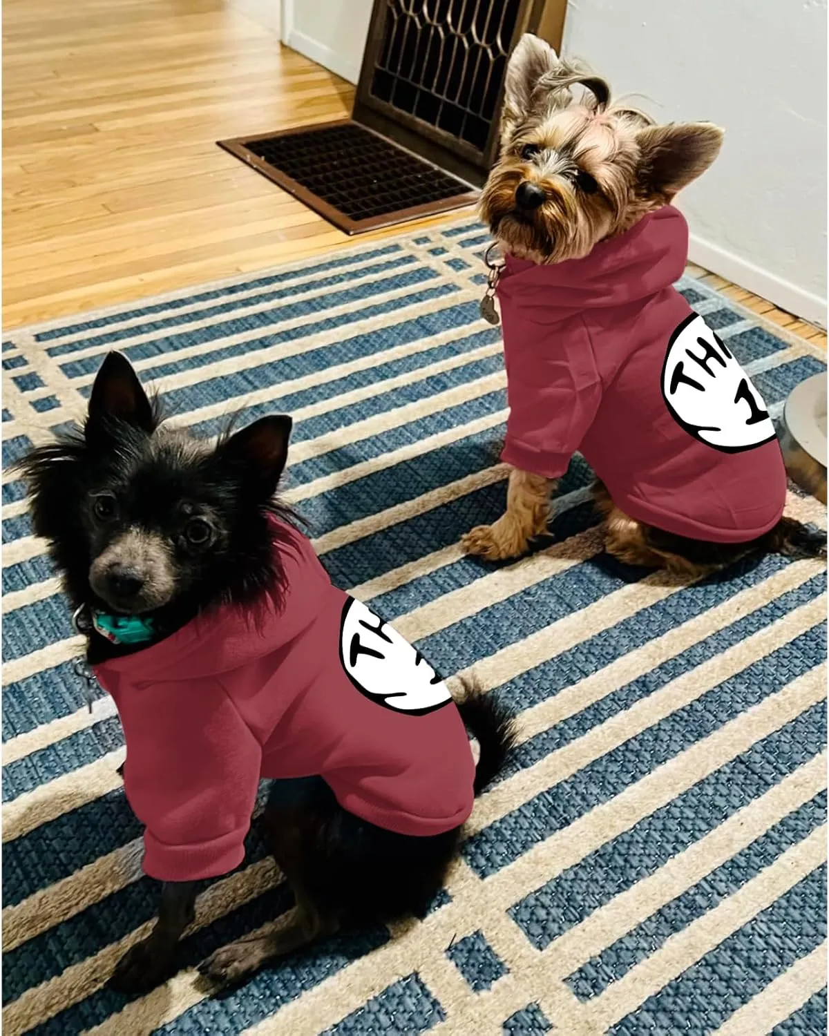 Dog Hoodie Pet Clothes for Small Dogs Thing 1 Printed Hoodies Medium Puppy Hooded Sweatshirt Pullover Outfit(Wine Red,M)