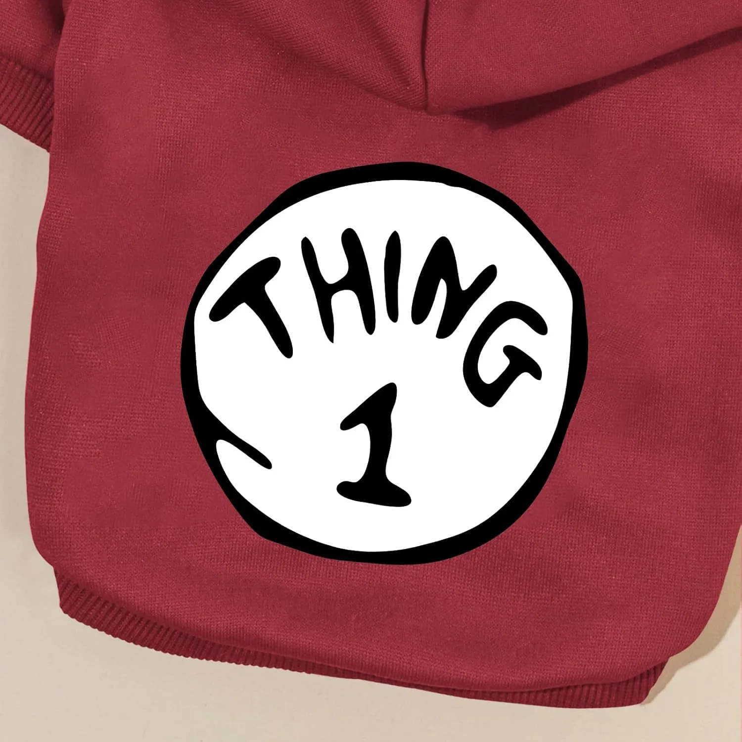 Dog Hoodie Pet Clothes for Small Dogs Thing 1 Printed Hoodies Medium Puppy Hooded Sweatshirt Pullover Outfit(Wine Red,M)
