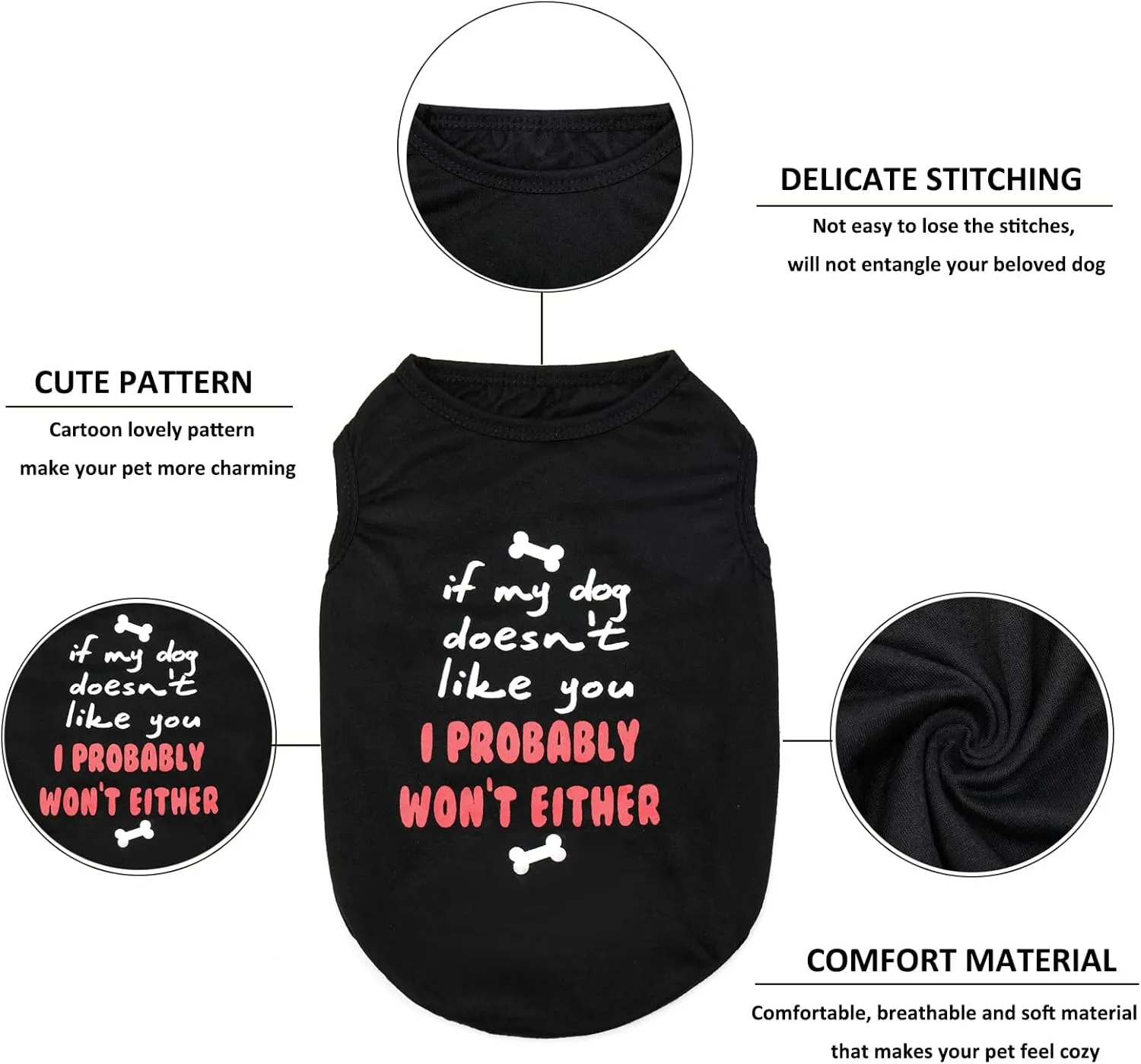 Dog Shirts Pet Printed Clothes with Funny Letters Summer Pet T Shirts Cool Puppy Shirts Breathable Dog Outfit Soft Dog Sweatshirt for Pet Dogs Cats (Large, Pattern-3)
