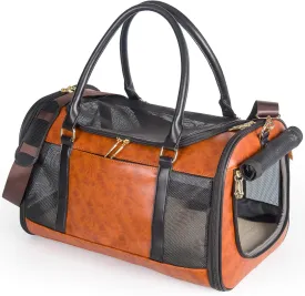 Dog Soft-Sided Carriers Pet Carrier for Small Dogs Cats, Fashion PU Leather Small Dog Carrier Pet Purse, Airline Approved Travel Pet Carrier for Puppy Kitten Small Animals