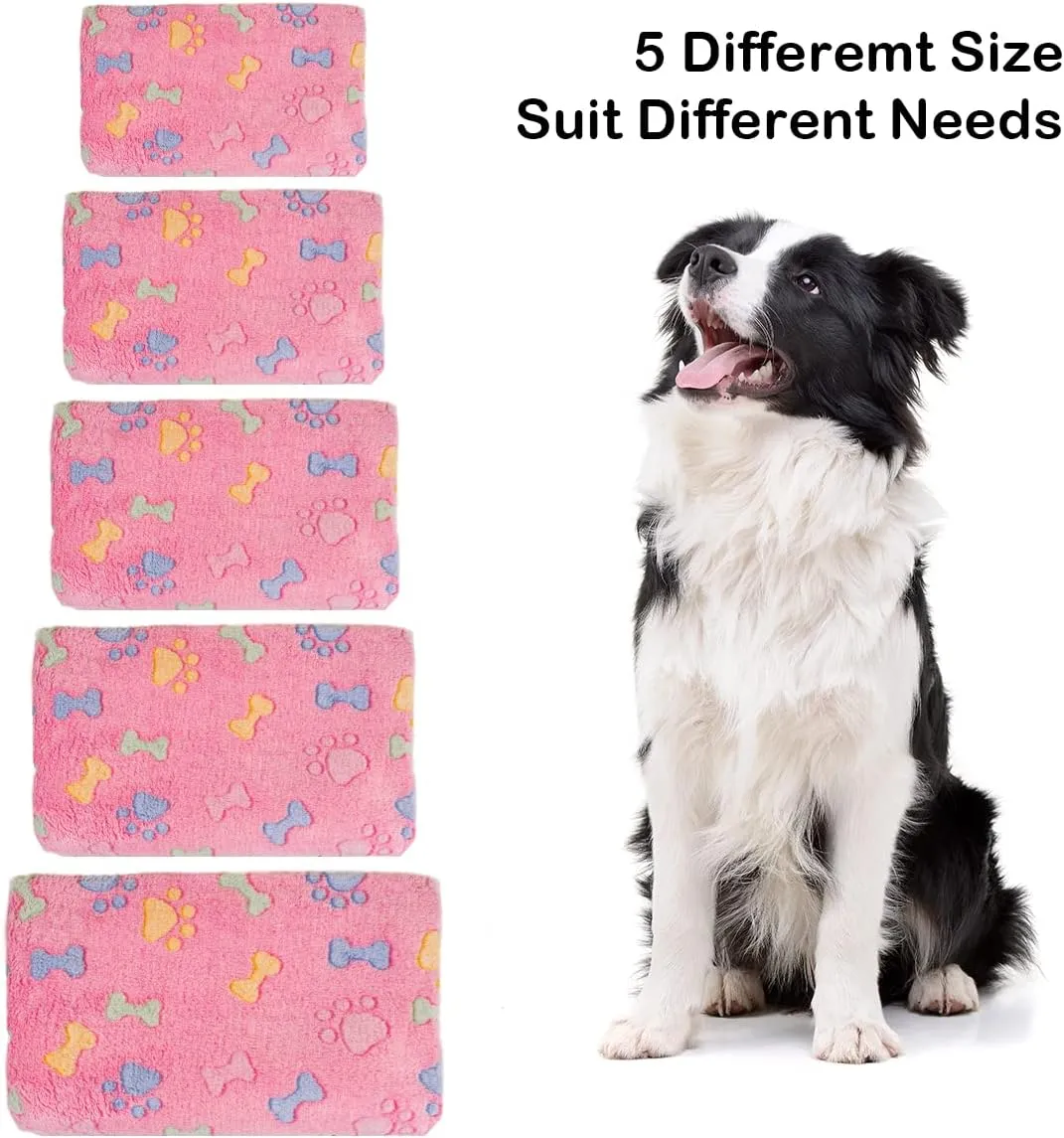 Dono 1 Pack 3 Dog Blankets, Soft Fluffy Fleece Pet Blanket Warm Sleep Mat Paw Print Design Puppy Kitten Throw Blankets Doggy Blanket for Dogs