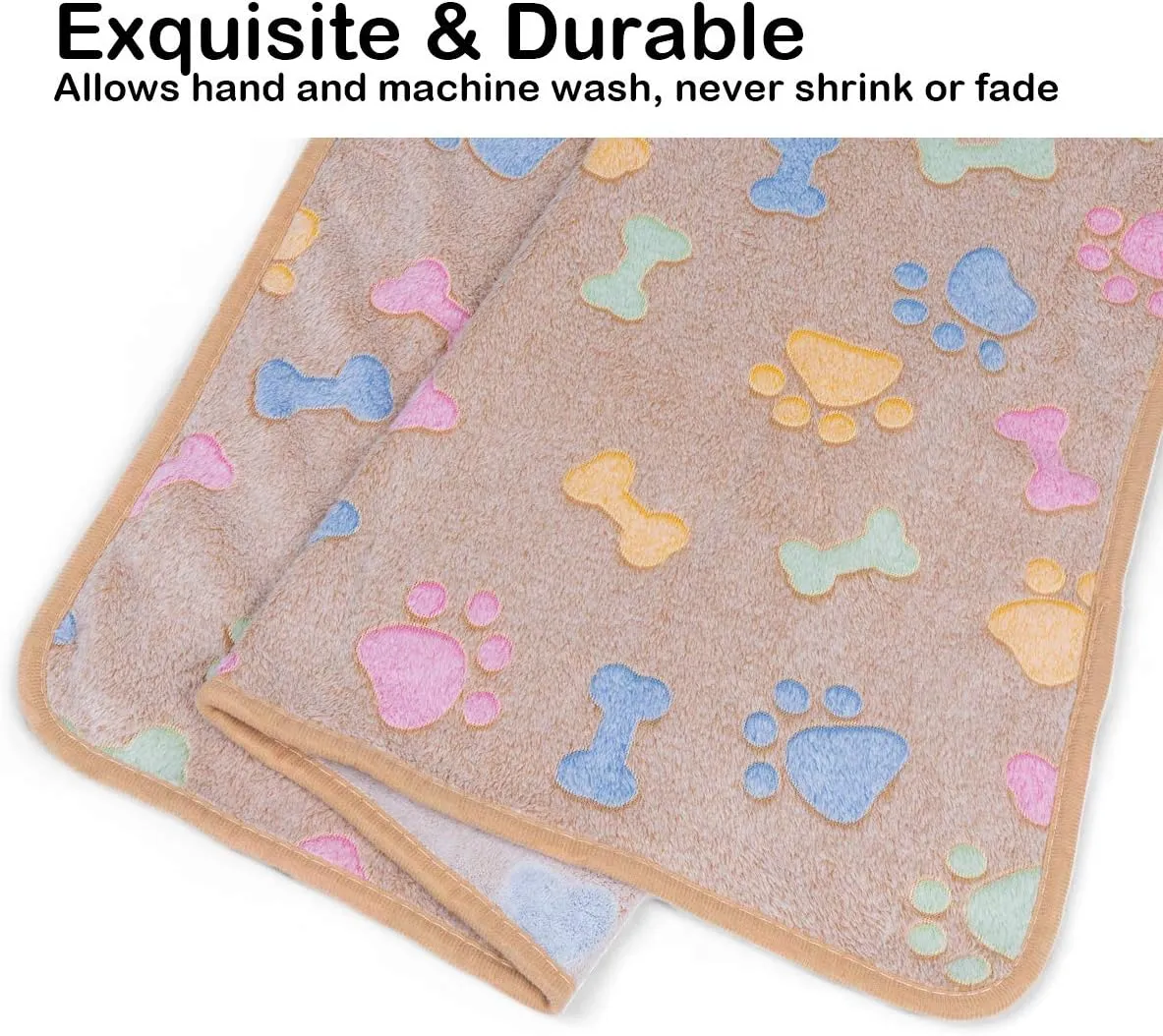 Dono 1 Pack 3 Dog Blankets, Soft Fluffy Fleece Pet Blanket Warm Sleep Mat Paw Print Design Puppy Kitten Throw Blankets Doggy Blanket for Dogs
