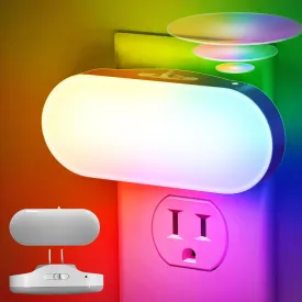 DORESshop RGB 120V Night Lights Plug into Wall, 0.7W LED Night Light for Kids Room, Bathroom Night Light, Stair Lights, Hallway Light, Color Moving, 2 Pack