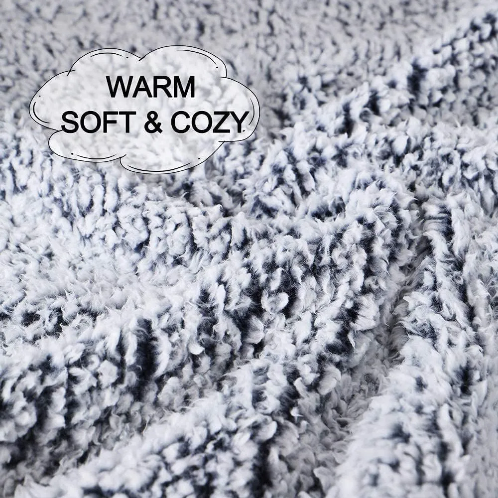 EMME Fleece Throw Blankets Soft Sherpa Plush Blankets for Couch Cozy Bed Blanket(Navy, 50"x60")