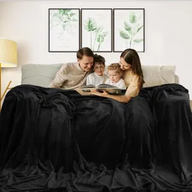 Excervent Solid Oversized Flannel Fleece Blanket (120x120 inches, Black) Cozy Throw Blankets for Couch Sofa and Bed, Super Soft Luxurious Warm Plush Blankets for Household Living Room Bedroom
