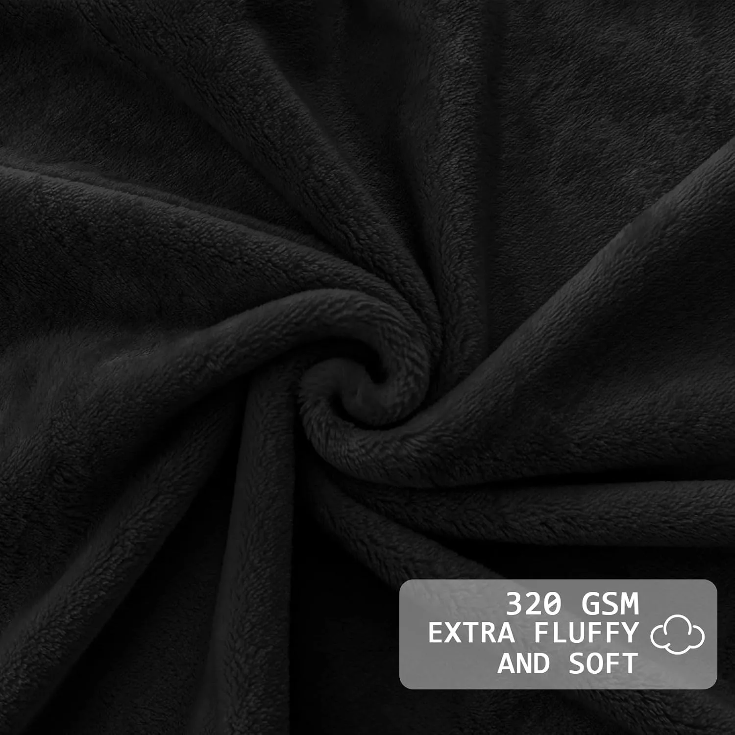 Excervent Solid Oversized Flannel Fleece Blanket (120x120 inches, Black) Cozy Throw Blankets for Couch Sofa and Bed, Super Soft Luxurious Warm Plush Blankets for Household Living Room Bedroom